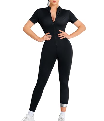 Junlan Sauna Suit Women Full Body Sauna Sweat Suit(Silver,Large)