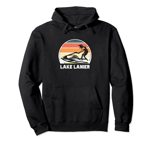 Jet Ski happiness Lake Lanier Water sports Vintage Retro Pullover Hoodie