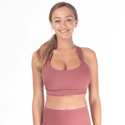 Sweat and Milk Chloé 3 Running Nursing Sports Bra, 6 Row Adjustable Closure, Breastfeeding, Nursing Maternity Bra (US, Alpha, Small, Regular, Regular, Dusty Rose)