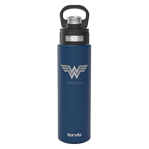 Tervis DC Comics Wonder Woman Logo Engraved on Deepwater Blue Insulated Tumbler 24oz Wide Mouth Bottle Stainless Steel