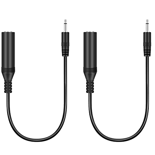 Bolvek 2 Pack 3.5mm 1/8" TS Mono Male to 6.35mm 1/4" Mono Female Adapter Audio Cable Cord
