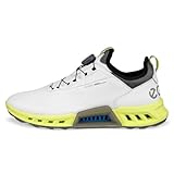 ECCO Men's Biom C4 BOA Gore-TEX Waterproof Golf Shoe, White/Yellow, 9-9.5