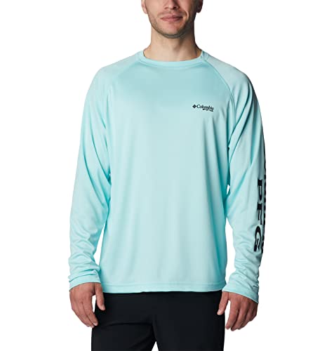 Columbia Men's Terminal Tackle Long Sleeve Fishing Shirt, Gulf Stream/Black Logo, Large