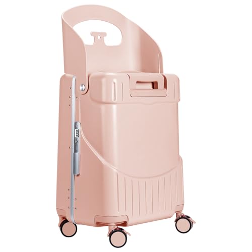 MRPLUM Ride On Luggage with Seat for Kids&Adults with Seat Belt,Hard Shell Lightweight Rolling Spinner Wheels Travel Luggage with TSA Lock,20 inch,Pink