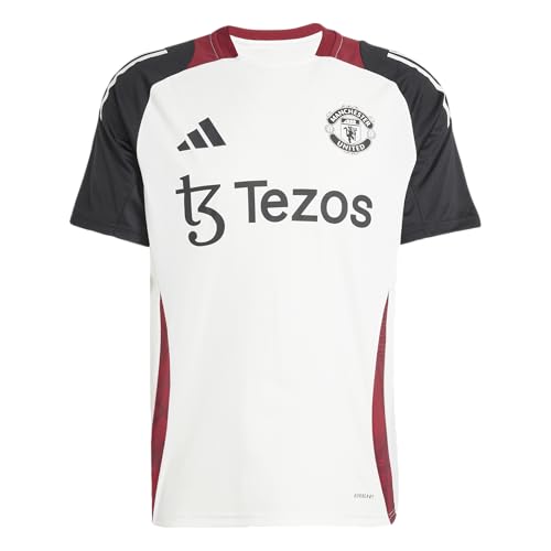 adidas Men's Manchester United FC 24/25 Training Jersey, Off White/Black