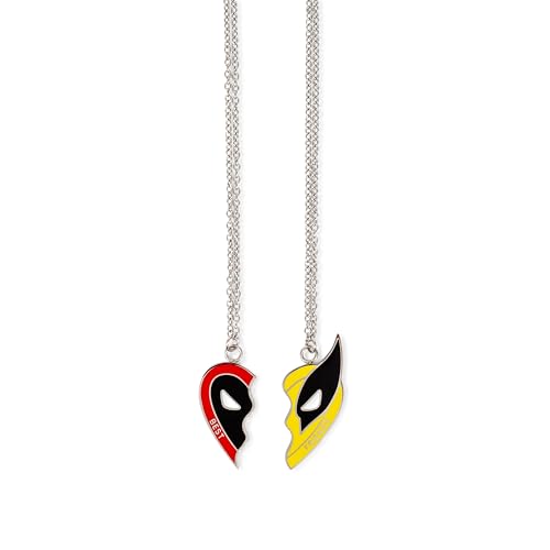 SalesOne Marvel Studios Deadpool & Wolverine Best Friends 2-Piece Enamel Pendant Necklace Set | Jewelry for Cosplay, Display, and Everyday Wear
