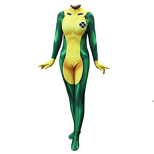 Xyjrnjvh Superhero Cosplay Costume for Womens Halloween Full Set Bodysuits Zentai 3D Style Jumpsuit (Adult-XXXL, Yellow)