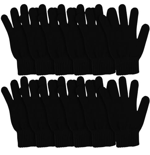 Winter Magic Gloves, 12 Pairs Stretchy Warm Knit Bulk Pack Mens Womens