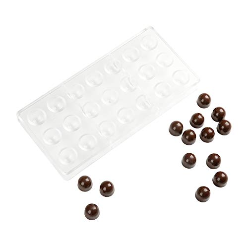 Restaurantware Pastry Tek 10.8 x 3.5 Inch Chocolate Mold, 1 Half Sphere Candy Mold - 21 Compartments, Freezer-Safe, Clear Polycarbonate Semi Sphere Chocolate Mold, Easy To Release, Food Grade