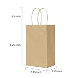 Oikss 100 Pack 5.25x3.25x8.25 Inch Small Plain Natural Kraft Paper Gift Bags with Handles Bulk for Birthday Party Favors Grocery Retail Shopping Business Goody Craft Bags Cub Sacks (Brown 100 Count)