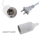 Rextin 2 packs double E26/E27 LED Light socket 13FT extension cord with On/Off switch and US AC Power Plug Bulb Socket for Pendant Lighting Bulb Lamp in Kitchen Restaurant (21ft 1 to 2 sockets 2packs)