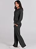 ANRABESS Women 2 Piece Outfits Sweatsuit Oversized Sweatshirt Sweatpants Tracksuit Sweat Lounge Matching Set 2024 Fall Trendy Black Medium