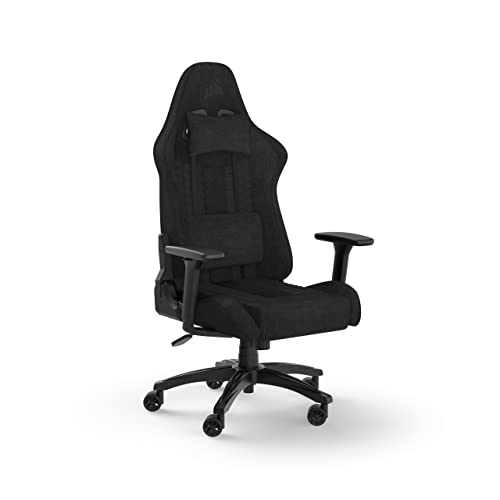 Corsair TC100 Relaxed Gaming Chair - Fabric - Racing-Inspired Design - Lumbar Pillow - Detachable Memory Foam Neck Pillow - Adjustable Seat Height - Adjustable Armrests - Black