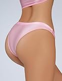 FEOYA Women Glossy Shiny Briefs Underwear Seamless Oil Smooth Panties 4 Pack See Through Low Rise Underwear Sexy Invisible Solid Tanga Panties