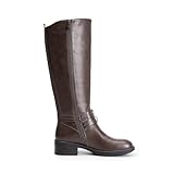 DREAM PAIRS Women's Knee High Boots, Buckle Riding Boots,Size 8,BROWN-1,UNCLE