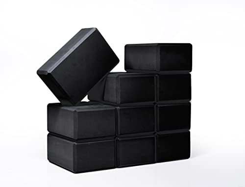 Sunshine Yoga 4" Yoga Block, 10 Pack Bulk EVA Foam Yoga Blocks, Firm and Supportive Yoga Brick for Stretching and Workout, Balance Foam for Schools and Studios, 4" x 6" x 9", Black