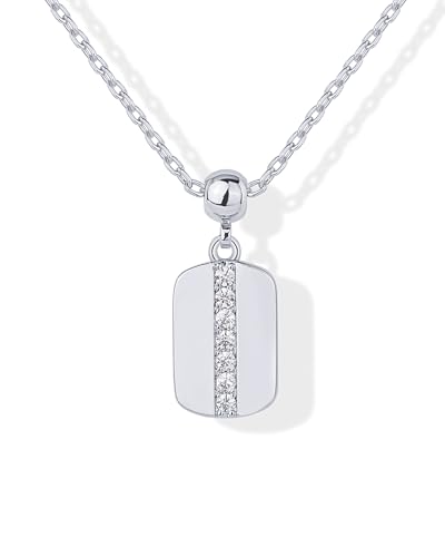 PAVOI Rhodium Plated Cute Whimsical Cubic Zirconia Pendant Necklaces with Charms Set, Hypoallergenic Adjustable Chain Dainty Gold Charm Necklace for Women, Trendy Dog Tag Pendant Gift