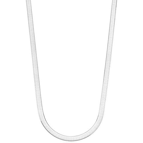 Miabella Italian Solid 925 Sterling Silver, 18Kt Gold Plated 4.5mm Flexible Flat Herringbone Chain Necklace Women, Made in Italy (SI, Length 18 Inches)