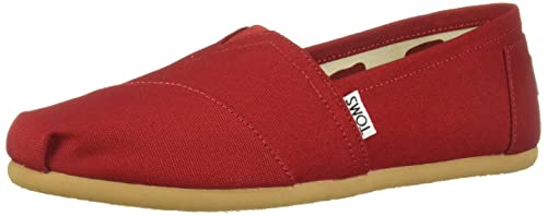 TOMS womens Classic Core Alpargata Slip On, Red Canvas, 9.5 US