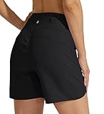 Willit Women's 5" Athletic Running Shorts Quick Dry Workout Hiking Shorts High Waisted Active Shorts Zipper Pocket Black L