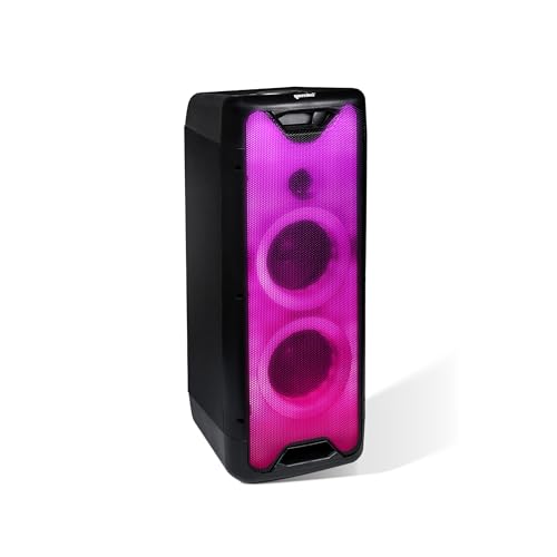 Gemini GLS-550 Portable Bluetooth Party Speaker with 800W Peak Power (50W RMS), Bass Boost, RGB LED Light Show, Hi-Fi Wireless Streaming, Rechargeable Battery, Microphone & Remote Included