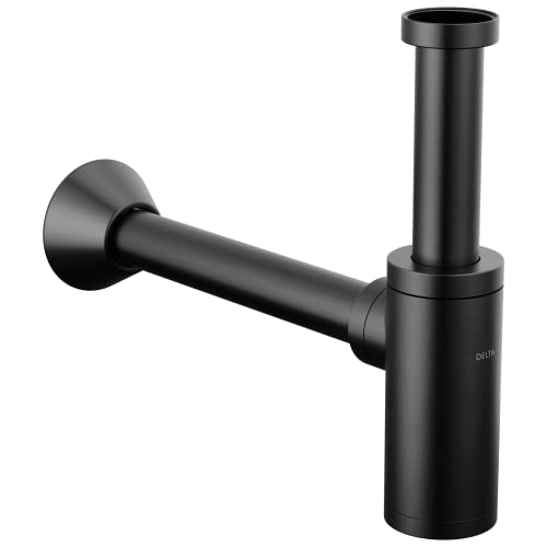 Delta Faucet 1 1/4 Inch Bottle P Trap Black, P Trap Bathroom Sink, Bottle Trap, Brass P Trap, Waste Trap Drain Kit, Matte Black DT041141-BL
