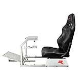 GTR Simulator GTA Model Silver Frame with Adjustable Black Leatherette Racing Seat Racing Driving Gaming Simulator Cockpit Chair