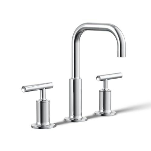 Widespread Bathroom Faucet, Bathroom Sink Faucet, Lever Handles and gooseneck spout Polished Chrome