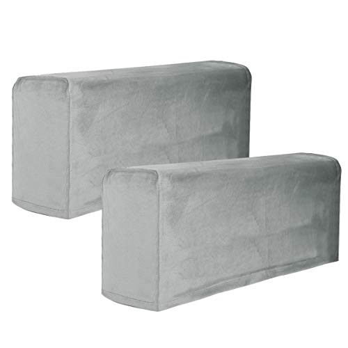 2Pcs Light Grey Armrest Covers, Washable Stretch Couch Arm Covers Couch Sofa Armchair Slipcovers for Chairs Sofa Furniture Protector Recliner Sofa