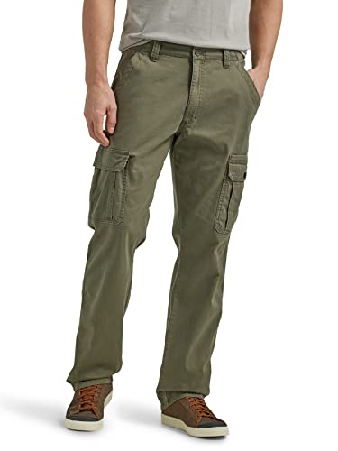 Wrangler Authentics Men's Relaxed Fit Stretch Cargo Pant, Olive, 36W x 30L