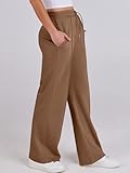 ANRABESS Women's Wide Leg Sweatpants High Waist Baggy Flared Pants Drawstring Athletic Joggers Sweat Pants Brown Large