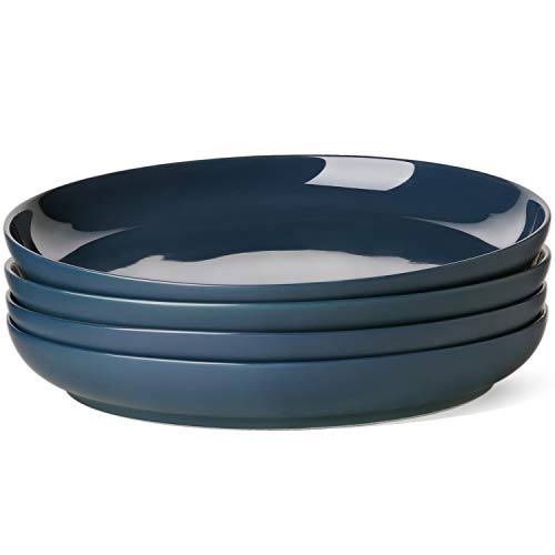LE TAUCI Dinner Plate 9 inch, Ceramic Salad plate sets for Pasta, Risotto, Fluffiest, Pancakes, Dishwasher Microwave Oven Safe, set of 4, Sea blue