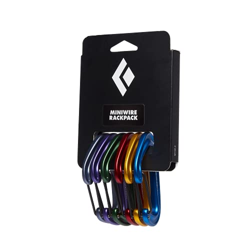 Black Diamond Miniwire Rackpack 6-Pack Set of Rock Climbing Wiregate Carabiners for Mountaineering, Camping, Hammock, Outdoors