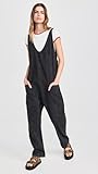 Free People Women's High Roller Jumpsuit, Mineral Black, XL