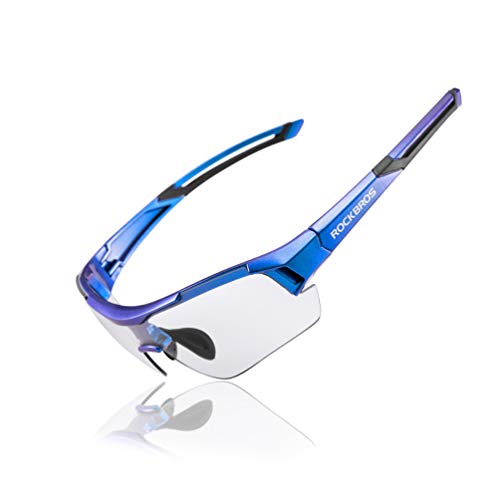 RockBros Cycling Sunglasses Photochromic Bike Glasses for Men Women Sports Goggles UV Protection, Purple Blue, Regular