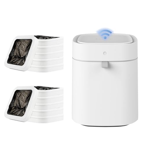 IntreLife Automatic Bathroom Trash Can with with 12+1 Refill Rings(Supports Approximately 325 uses)