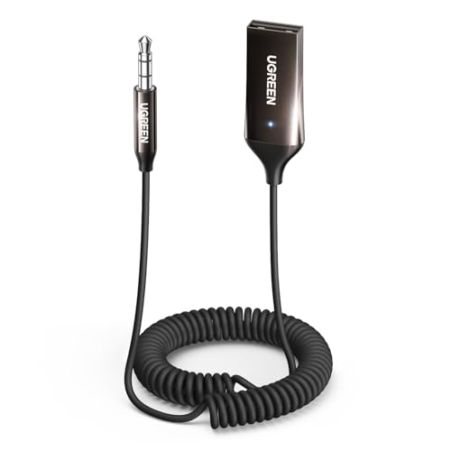 UGREEN Aux to Bluetooth 5.4 Adapter 3.5mm Bluetooth Receiver for Car USB 2.0 to 3.5mm Jack Kit with Built-in Microphone Aux Input for Hands-Free Calls Compatible with Car Speaker and Home Audio