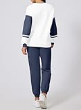 Herseas Fall 2 Piece Teacher Outfits for Women Casual Sweatsuits Color Block Pullover with Jogger Comfy Set 2024 Fall Fashion Leisure Suits Navy Blue Medium 8 10