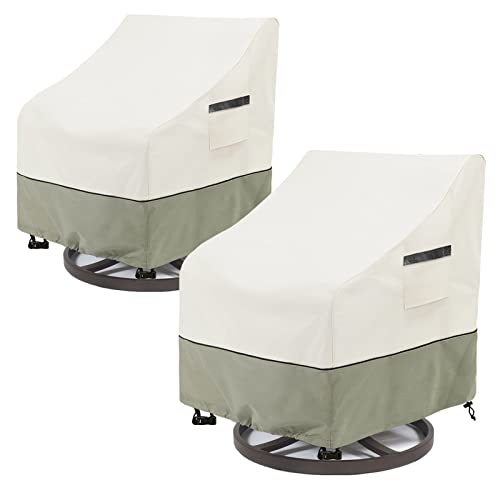LSongSKY Outdoor Swivel Lounge Chair Cover 2 Pack,100% Waterproof Heavy Duty Outdoor Chair Covers,(33 W x 35 D x 38.5 H inches) Patio Furniture Cover for Swivel Patio Chair,White&Grayish Green