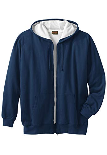 Boulder Creek by KingSize Men's Big & Tall Full-Zip Thermal Hoodie - 4XL, Navy