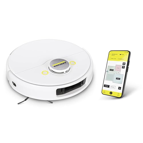 Kärcher RCV 5 Robot Vacuum Cleaner with Mop Function 5000Pa, Remote Control via App, LiDar Navigation, Dual Laser and AI, Floor Mapping, Obstacle Recognition, 140 min Run Time, Hard Floors and Carpets