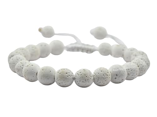 Amazing Gemstone White Lava Bracelet for Women Men's Gifts - Protection Healing Crystal Bracelet - 8mm Gemstone Beaded Adjustable Bracelet