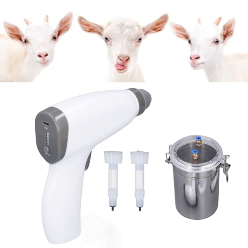 Rechargeable Goat Milking Machine, Portable Battery Powered Goat Milker Machine Electric Pump Pulsating Milking Machine, with 2 Teat Cups, 2L Stainless Steel Milk Container