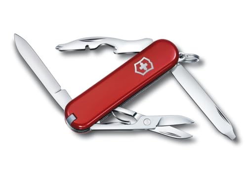 Victorinox Rambler Swiss Army Knife, Compact, 10 Functions, Swiss Made Pocket Knife with Magnetic Phillips Screwdriver, Scissors and Tweezers - Red