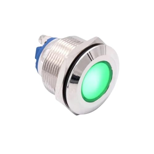 KLVN 22mm Metal LED Indicator Light, 3V/12V/24V/110V/220V AC DC Screw Terminal Waterproof Indicator Lamp Signal Pilot Lamp Red Green(Green,12-24V)