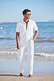 COOFANDY Men Summer Suit Short Sleeve Casual Stylish Button Down Shirt Pants Set