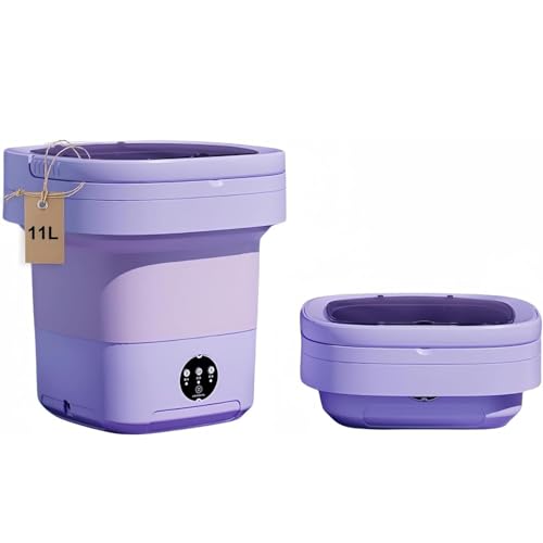 Portable washing machine,Mini Washer,11L upgraded large capacity foldable Washer.Deep cleaning of underwear, baby clothes and other small clothes.Suitable for apartments, dormitories, hotels (Purple)
