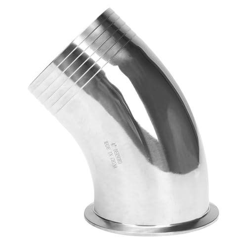 DERNORD Sanitary Hose Barb Pipe Fitting 4" Tri Clamp (119MM Ferrule) 45 Degree Elbow Tube OD 4"/102MM
