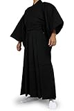 Edoten Japanese Samurai Hakama Uniform Traditional Japanese Clothing Kimono sleeveBK-BK XL