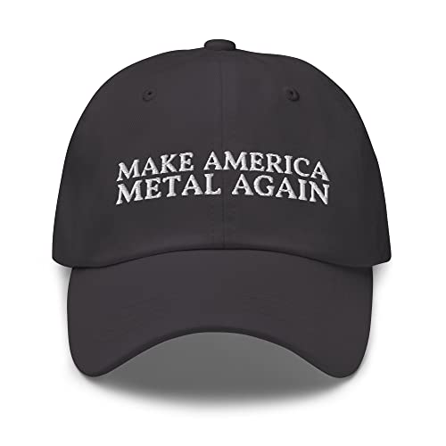 Make America Metal Again Dad Hat - Funny Rock Music Embroidered Cap Dark Grey